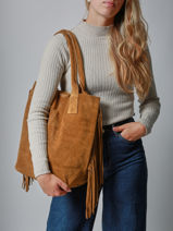 Schoudertas Velvet Milano Bruin velvet VE241114-vue-porte